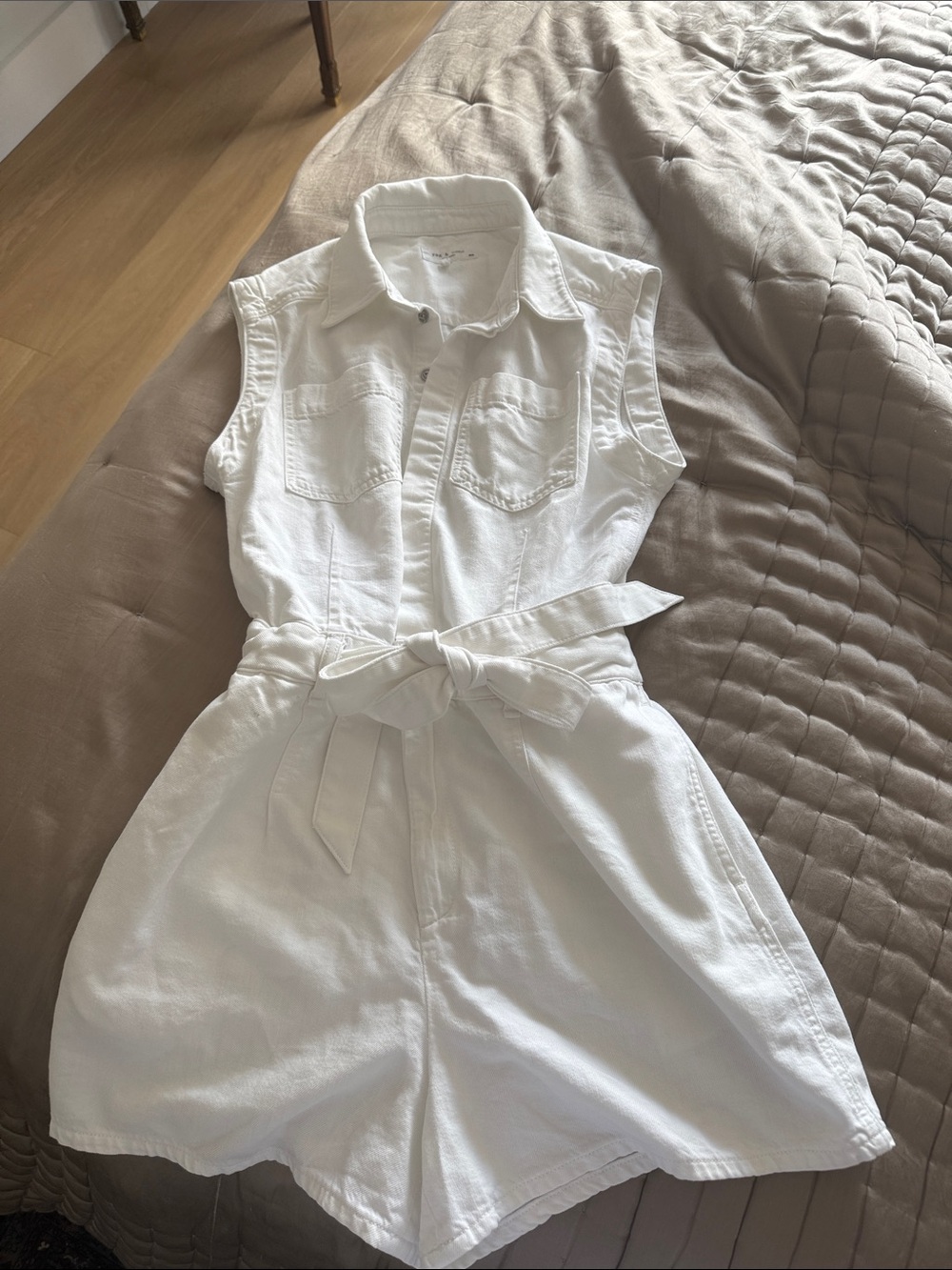 rag & bone White Denim Button-Up Shirt  Medium white  denim
